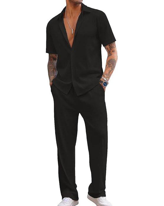 Men Training Suit Solid Polyester Summer Co-Ord Set With Polo Neck