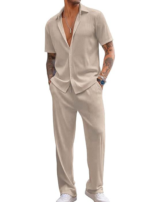 Men Training Suit Solid Polyester Summer Co-Ord Set With Polo Neck