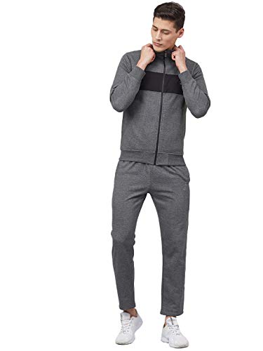 Mens High Neck Winter Tracksuit Full Zip Jacket with Elastic Waist Lower Warm and Soft Activewear Set for Gym Running and Casual Use
