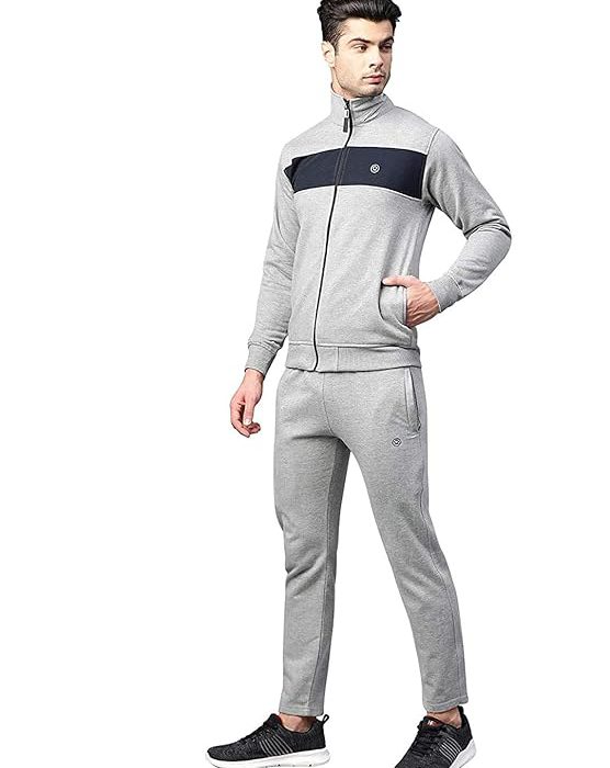 Mens High Neck Winter Tracksuit Full Zip Jacket with Elastic Waist Lower Warm and Soft Activewear Set for Gym Running and Casual Use