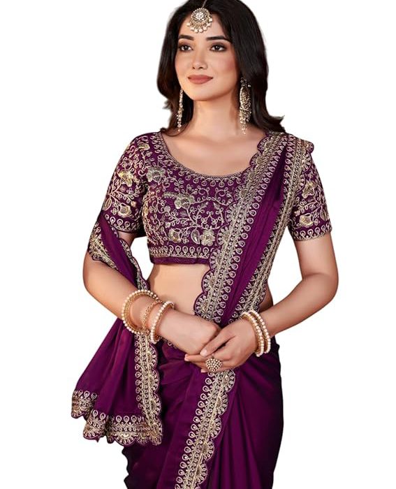 Women's Elegant Designer Sarees Premium Rangoli Fabric with Embellished Border, Lightweight and Stylish Ethnic Wear - Perfect for Parties, Weddings, and Festive Occasions..