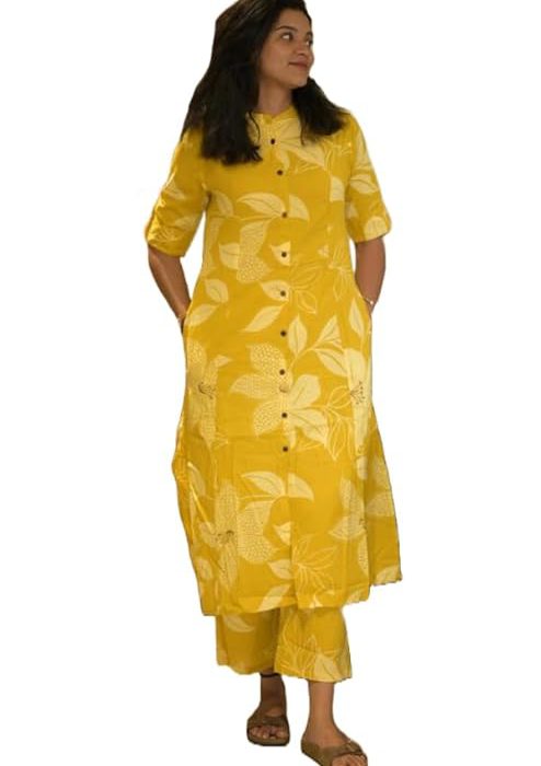 ANNI DESIGNER Women's Rayon Viscose Straight Printed Kurta with Pant