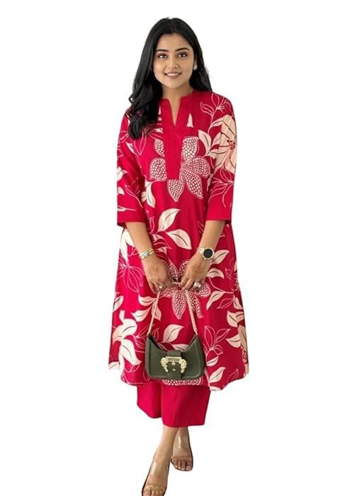 Women's Rayon Viscose Ethnic Co-Ord Set | Kurta Pant Set | Kurta Palazzo Set | Stylish Cotton Suit Set for Women