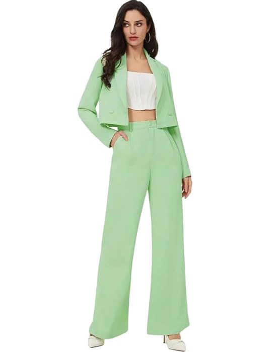 KOTTY Women's Solid Relaxed Fit Full Sleeve Co-ord Blazer and Trouser Set.