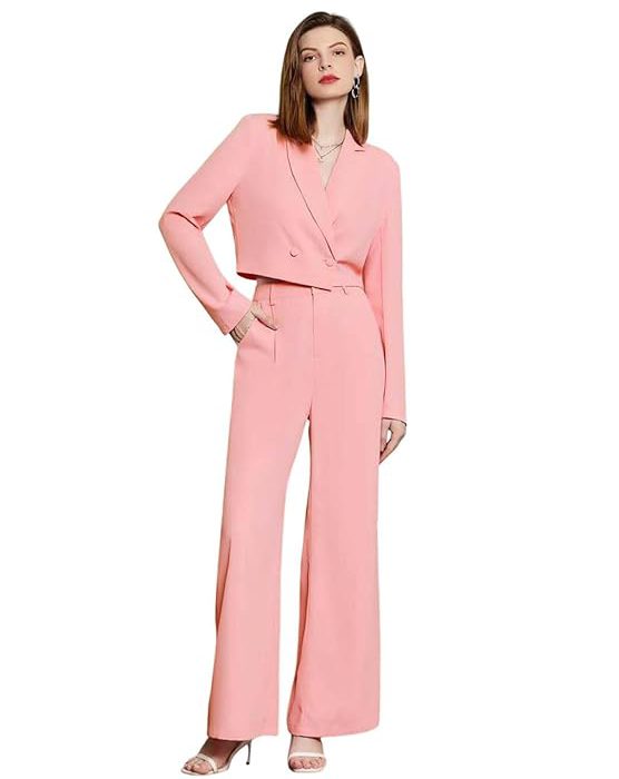 KOTTY Women's Solid Relaxed Fit Full Sleeve Co-ord Blazer and Trouser Set.