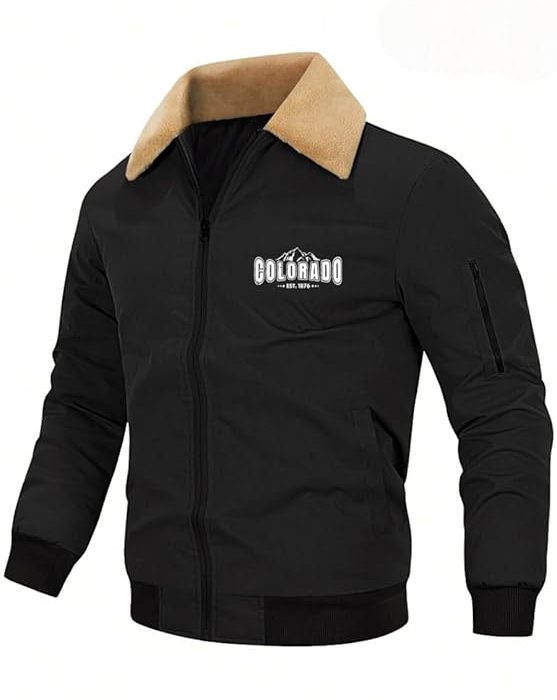 Men’s Colorado Fleece-Lined Bomber Jacket || Winter Warm Stylish Casual Coat with Soft Collar & Zipper Closure