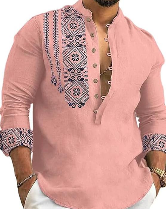 Men's Cotton Blend Mandarin Collar Self One Design Full Sleeve Casual Short Kurta