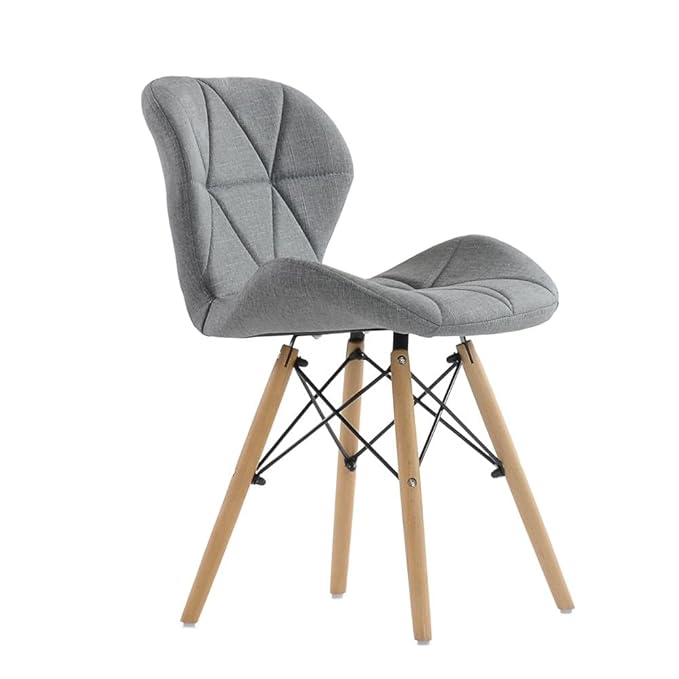 Bhumika Overseas Eames Replica Fabric Living Room Dining Chair for Cafe, Side, Accent in Light Grey Color