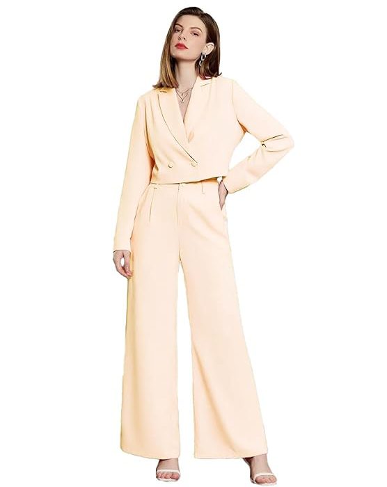 KOTTY Women's Solid Relaxed Fit Full Sleeve Co-ord Blazer and Trouser Set.