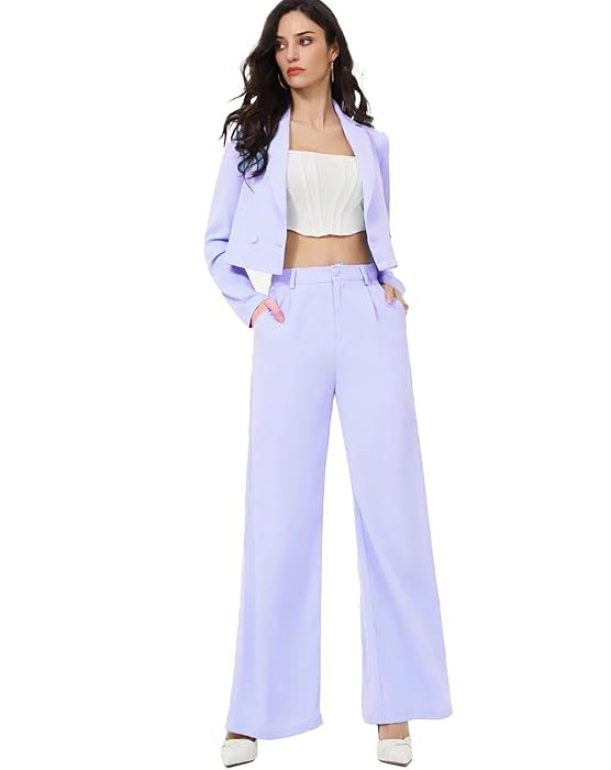 KOTTY Women's Solid Relaxed Fit Full Sleeve Co-ord Blazer and Trouser Set.