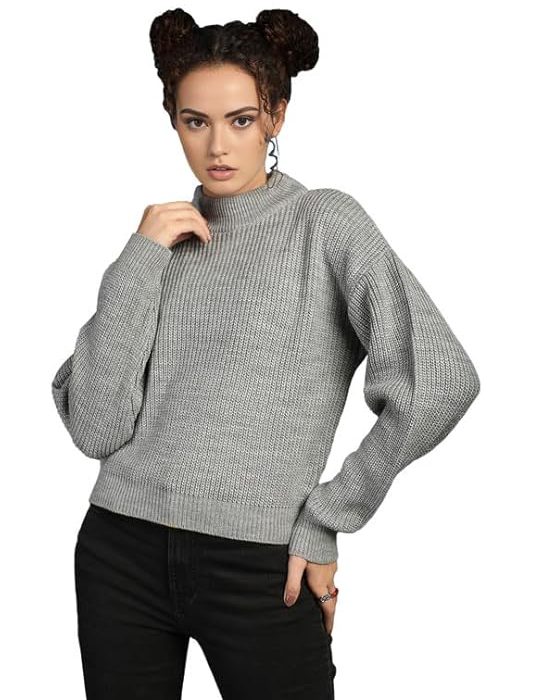 Women's Wool Blend Winter Wear Turtle Neck Drop Shoulder Sweater