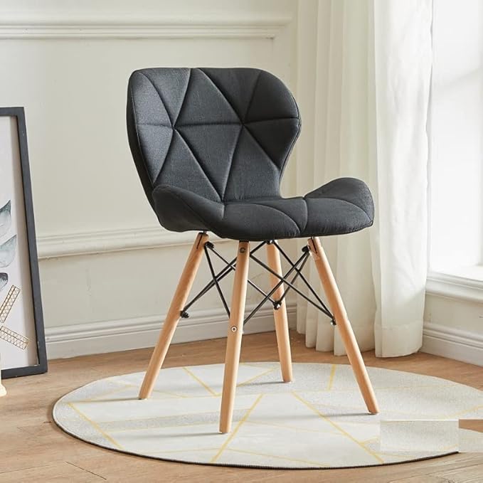 Bhumika Overseas Eames Replica Fabric Living Room Dining Chair for Cafe, Side, Accent in Black Color