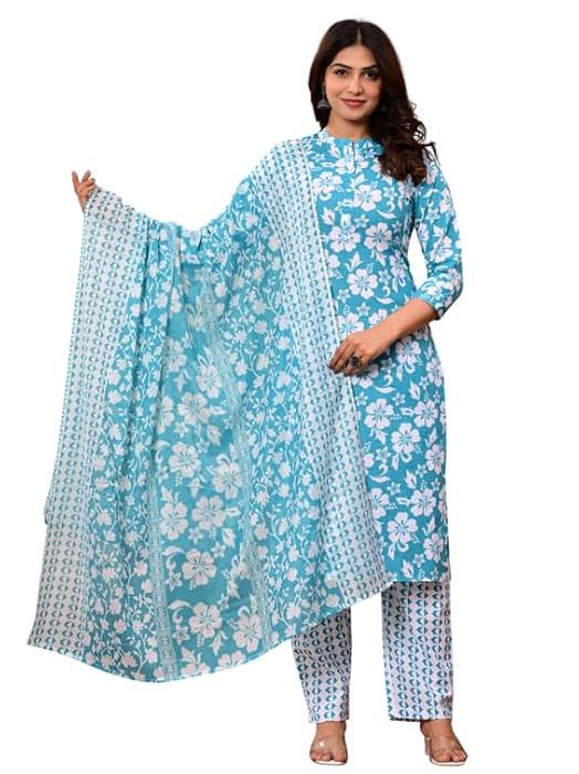 Women’s Kurta Pant Dupatta Set | Soft Cotton Suit Set | Comfortable & Stylish Ethnic Outfit