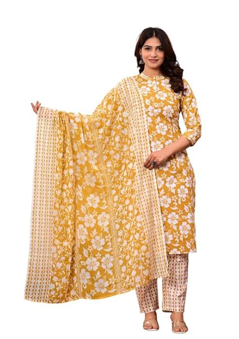 Women’s Kurta Pant Dupatta Set | Soft Cotton Suit Set | Comfortable & Stylish Ethnic Outfit