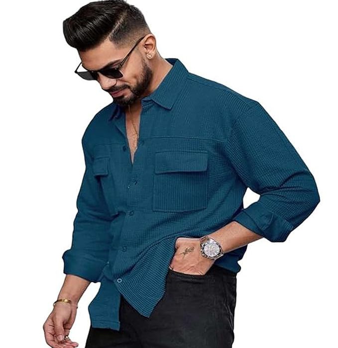 Regular Fit Fancy Double Pocket Casual Shirt for Men Full Sleeves - Cargo