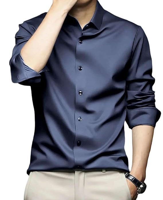 Men's Stylish Solid Satin Casual Shirt for Men Full Sleeves| Poly Satin Silk Shirt