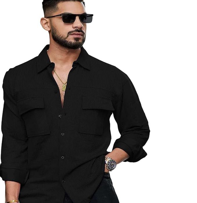 Regular Fit Fancy Double Pocket Casual Shirt for Men Full Sleeves - Cargo