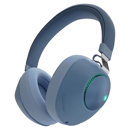 ZEBRONICS Duke Over Ear Wireless Headphone with Up to 60h Backup,Supports Bluetooth,Dual Pairing,Gaming Mode,Environmental Noise Cancellation (ENC),LED Lights,Deep Bass,Voice Assistant Support (Blue)