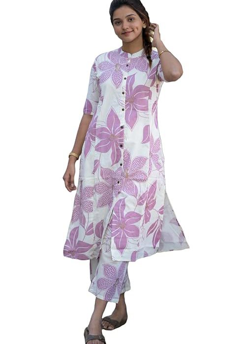 ANNI DESIGNER Women's Rayon Viscose Straight Printed Kurta with Pant