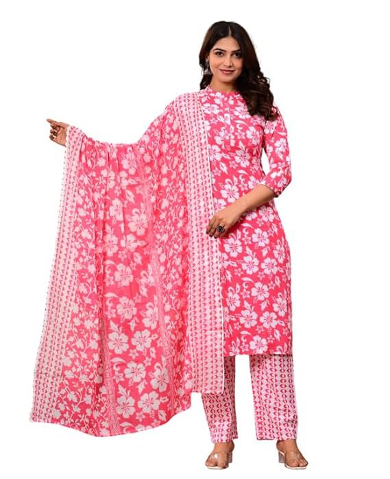 Women’s Kurta Pant Dupatta Set | Soft Cotton Suit Set | Comfortable & Stylish Ethnic Outfit