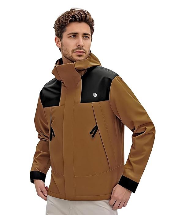 Men's Windproof Hiking Jacket Water & I Breathable Mesh Liner Detachable Hood I Trekking & Daily Use Windbreaker