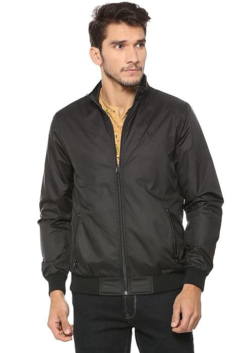 Allen Solly Men's Polyester Casual Jacket | Regular Fit High Neck | Standard Length