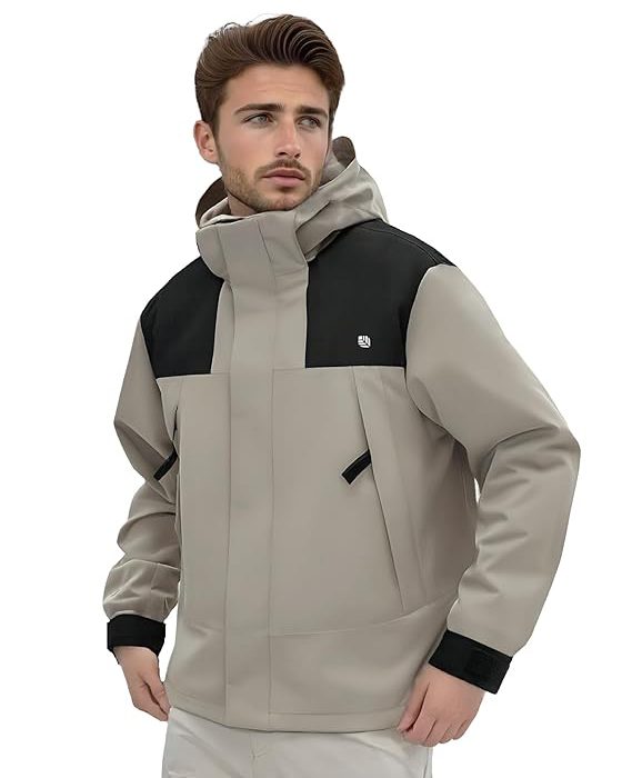 Men's Windproof Hiking Jacket Water & I Breathable Mesh Liner Detachable Hood I Trekking & Daily Use Windbreaker