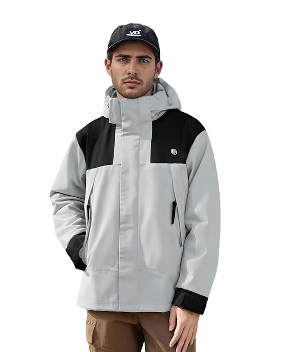 Men's Windproof Hiking Jacket Water & I Breathable Mesh Liner Detachable Hood I Trekking & Daily Use Windbreaker
