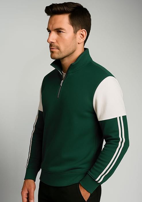 FN3 Stripe Half Zipper Solid Sweatshirt for Men ||Regular Fit