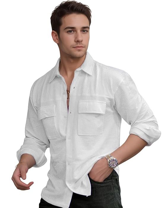 Regular Fit Fancy Double Pocket Casual Shirt for Men Full Sleeves - Cargo