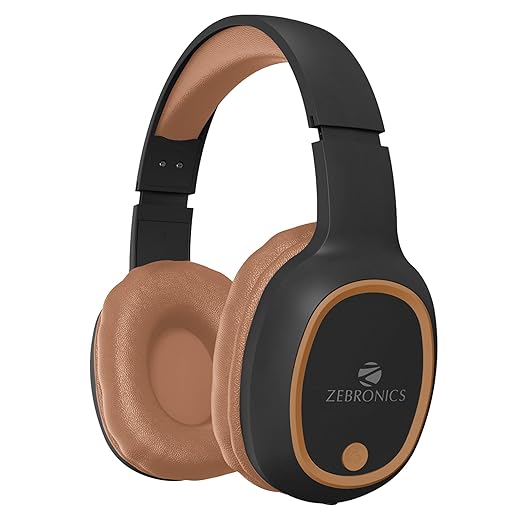 ZEBRONICS THUNDER Bluetooth 5.3 Wireless Headphones with 60H Backup, Gaming Mode, Dual Pairing, ENC, AUX, Micro SD, Voice assistant, Comfortable Earcups, Call Function(Brown)