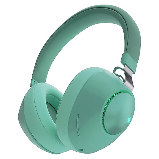 ZEBRONICS Duke Over Ear Wireless Headphone with Up to 60h Backup,Supports Bluetooth,Dual Pairing,Gaming Mode,Environmental Noise Cancellation (ENC),LED Lights,Deep Bass,Voice Assistant Support (Green)