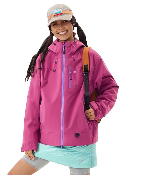 Women's Fashionable Fitted Waterproof Jacket, Stylish Color-Block Windbreaker, Versatile for Daily Commute, Travel, and Outdoor Activities I Unisex Couple Jacket