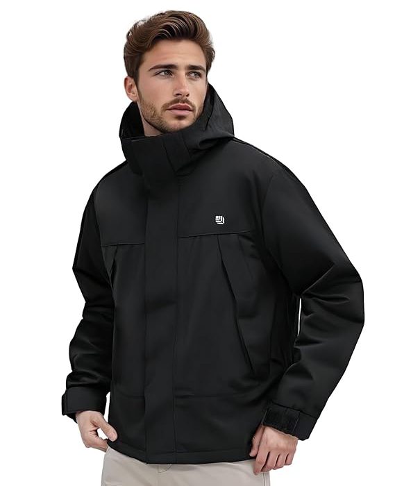 Men's Windproof Hiking Jacket Water & I Breathable Mesh Liner Detachable Hood I Trekking & Daily Use Windbreaker