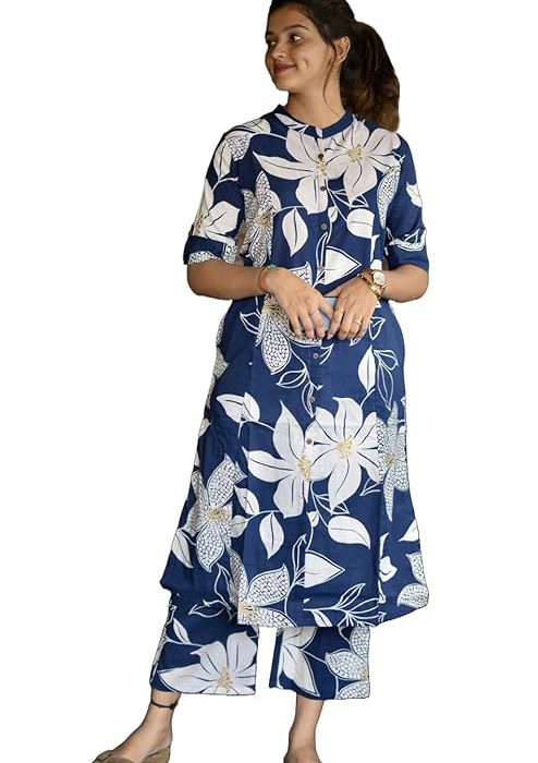 ANNI DESIGNER Women's Rayon Viscose Straight Printed Kurta with Pant