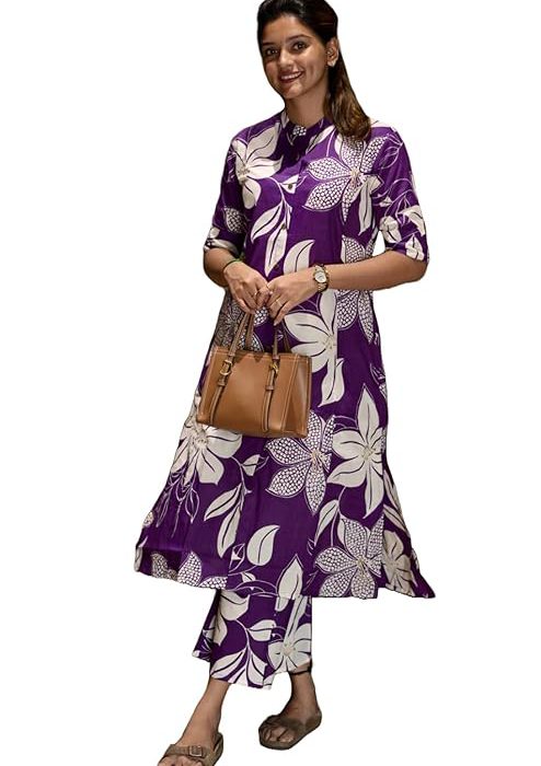 ANNI DESIGNER Women's Rayon Viscose Straight Printed Kurta with Pant