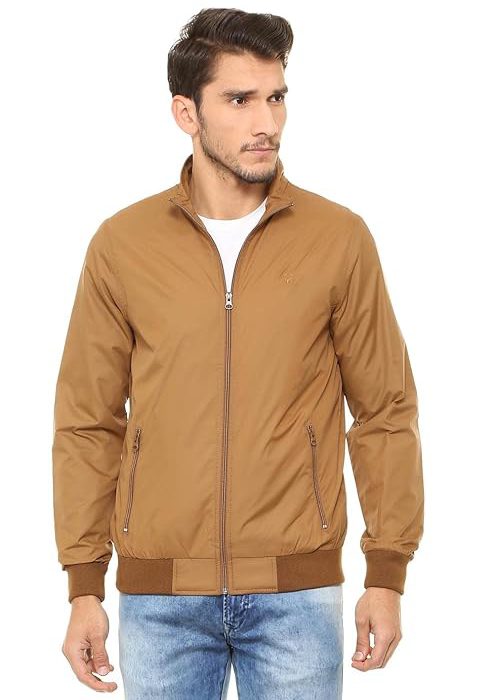 Allen Solly Men's Polyester Casual Jacket | Regular Fit High Neck | Standard Length