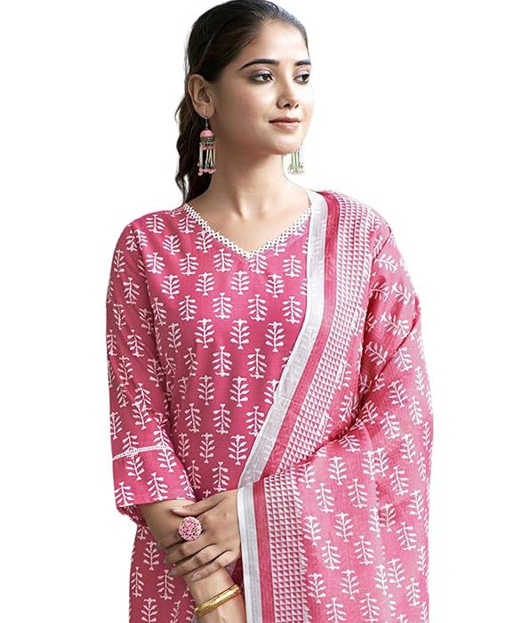 Women's Rayon Blend Floral Printed Straight Kurta Pant with Dupatta Set