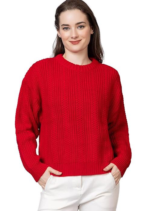 Women 100% Wool Pullover Sweater Regular Fit for Winter Wear | Full Sleeve | Stylish Sweater Crafted with Comfort Fit and Modern Clothing for Winter Wear