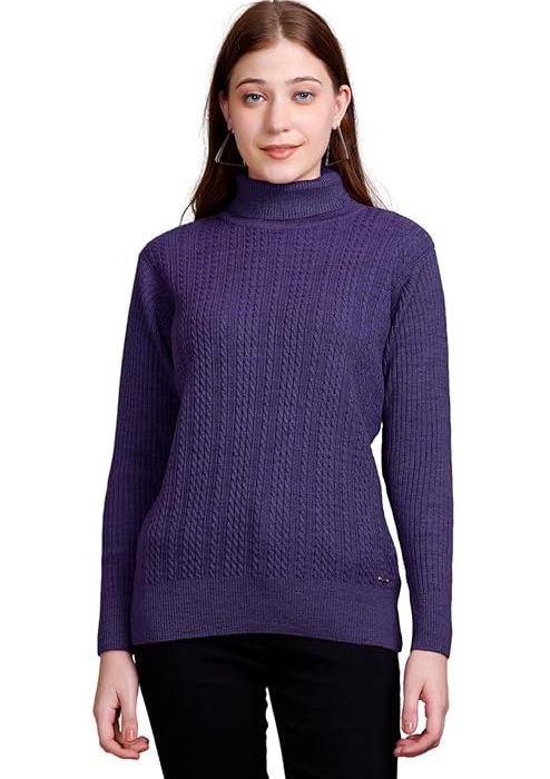GODFREY Women's High Neck Knitted Woolen Sweater