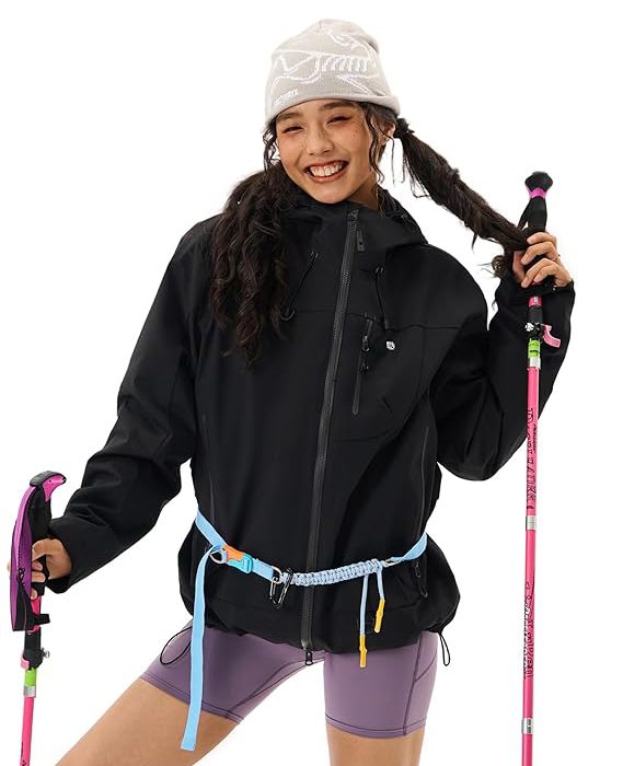 Women's Fashionable Fitted Waterproof Jacket, Stylish Color-Block Windbreaker, Versatile for Daily Commute, Travel, and Outdoor Activities I Unisex Couple Jacket