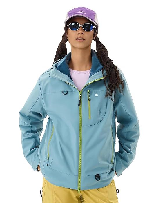 Women's Fashionable Fitted Waterproof Jacket, Stylish Color-Block Windbreaker, Versatile for Daily Commute, Travel, and Outdoor Activities I Unisex Couple Jacket