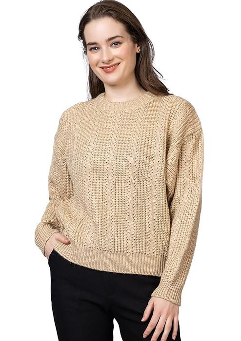 Women 100% Wool Pullover Sweater Regular Fit for Winter Wear | Full Sleeve | Stylish Sweater Crafted with Comfort Fit and Modern Clothing for Winter Wear