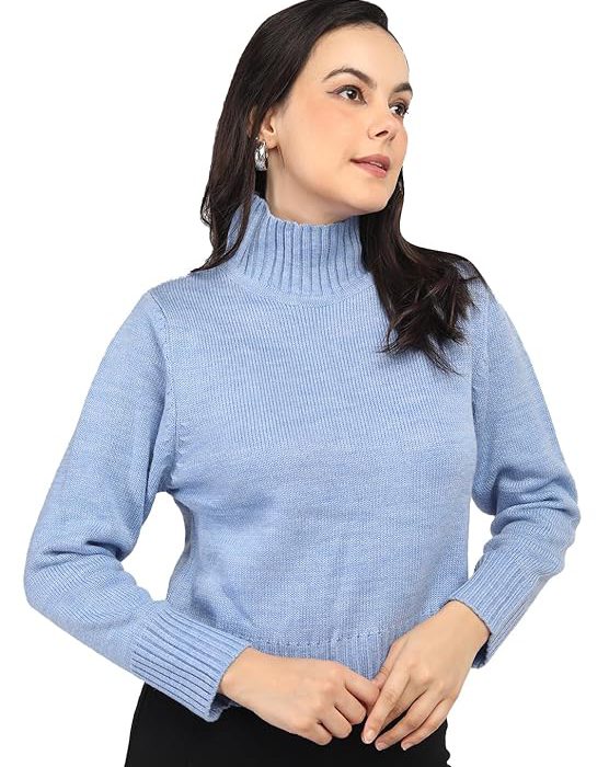 Women's Wool Blend Winter Wear Turtle Neck Drop Shoulder Sweater