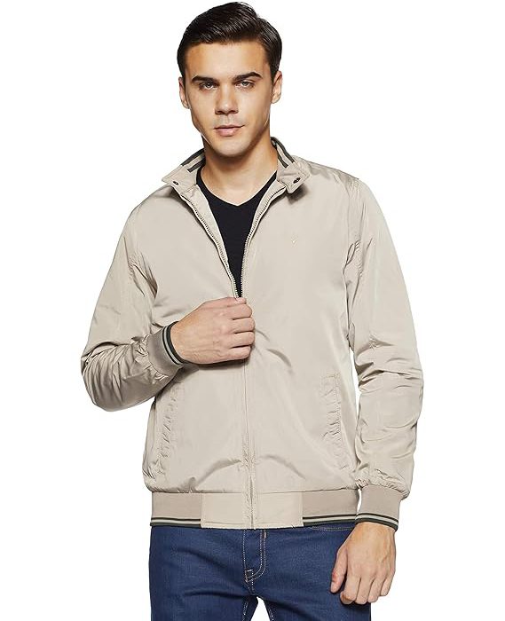 Allen Solly Men's Polyester Casual Jacket | Regular Fit High Neck | Standard Length