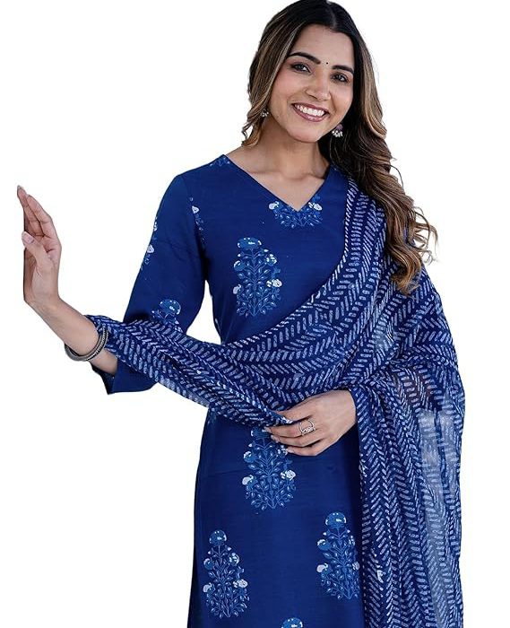 Women's Rayon Blend Floral Printed Straight Kurta Pant with Dupatta Set