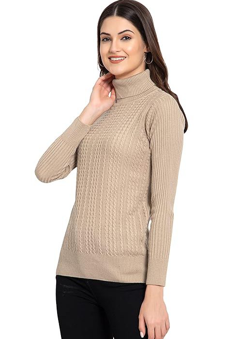 GODFREY Women's High Neck Knitted Woolen Sweater