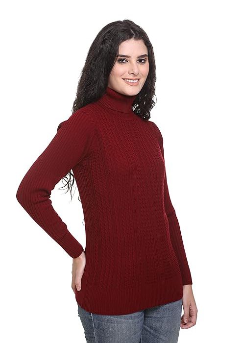 GODFREY Women's High Neck Knitted Woolen Sweater