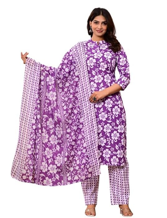 Women’s Kurta Pant Dupatta Set | Soft Cotton Suit Set | Comfortable & Stylish Ethnic Outfit