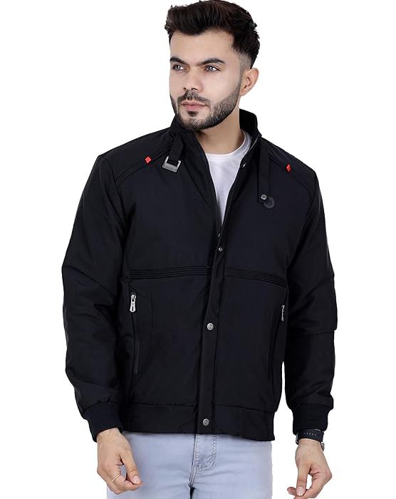 Dollar Full Sleeves Bomber Jacket for Men | TPU Men's Standing Collar Lightweight Winter Jacket, Regular Fit